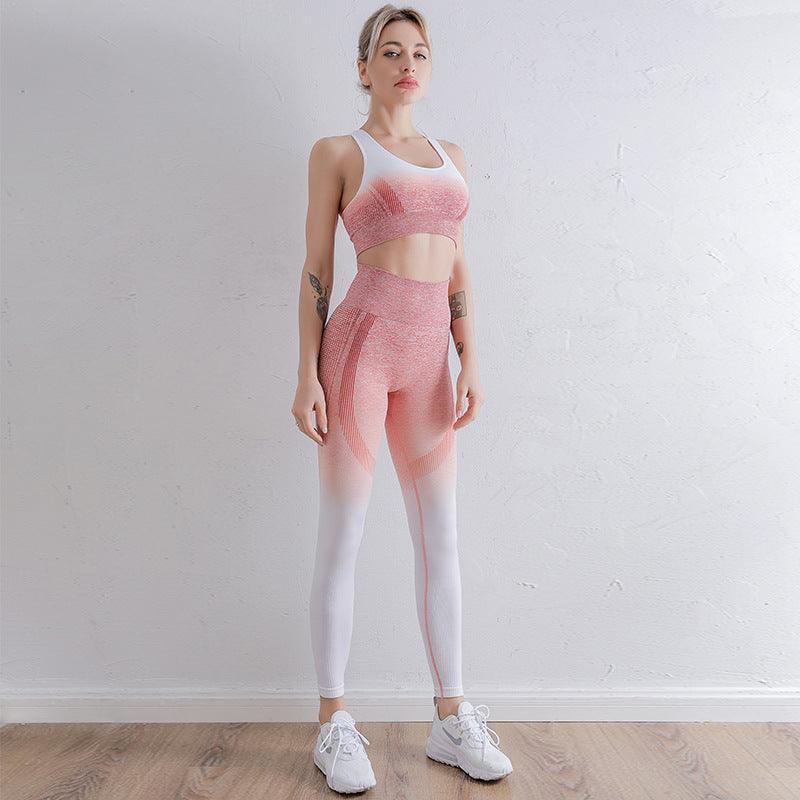 Quick Drying Vest Gradient Yoga Suit Leggings - runwayfashionista.com