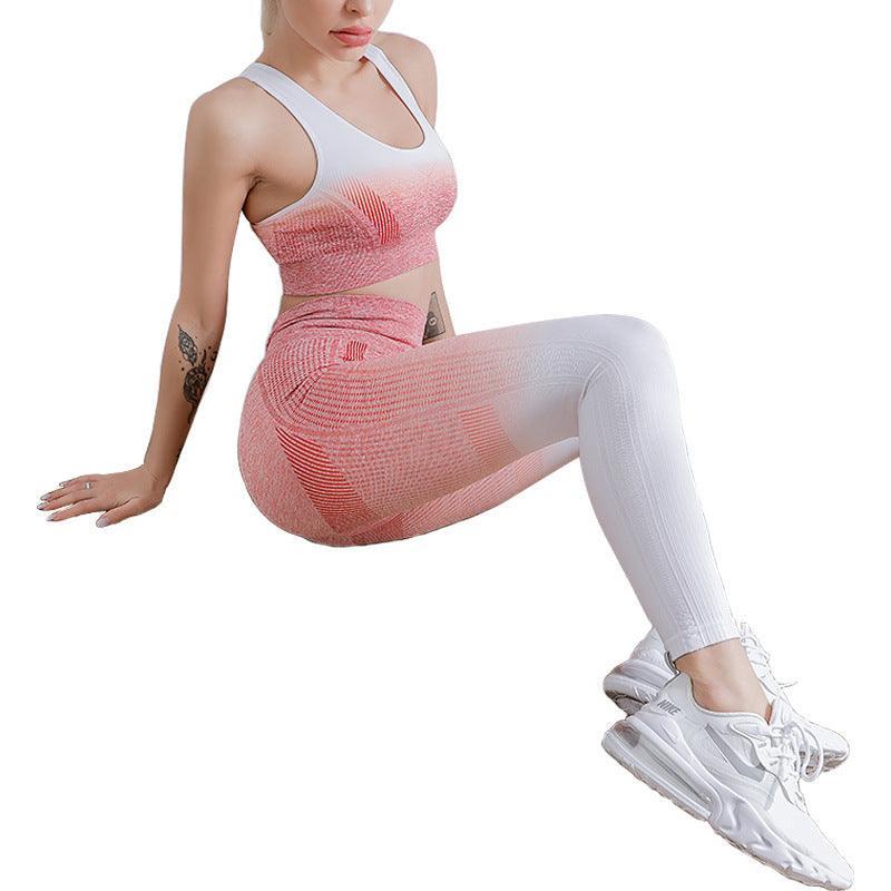 Quick Drying Vest Gradient Yoga Suit Leggings - runwayfashionista.com