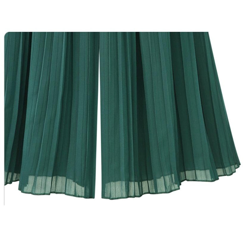 Solid Chiffon Wide Leg Pants - runwayfashionista.com