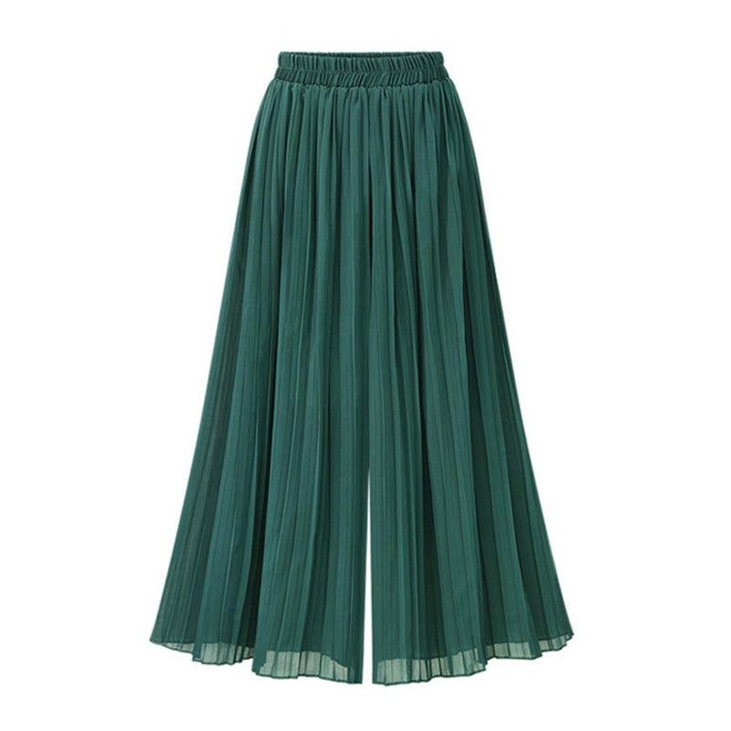 Solid Chiffon Wide Leg Pants - runwayfashionista.com