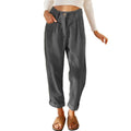 Solid Corduroy Loose Straight Pants - runwayfashionista.com