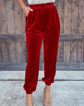 Solid Straight Trousers Elastic Waist - runwayfashionista.com