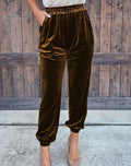 Solid Straight Trousers Elastic Waist - runwayfashionista.com