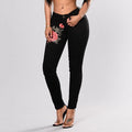 Stretch Embroidered Elastic Flower Jeans - runwayfashionista.com