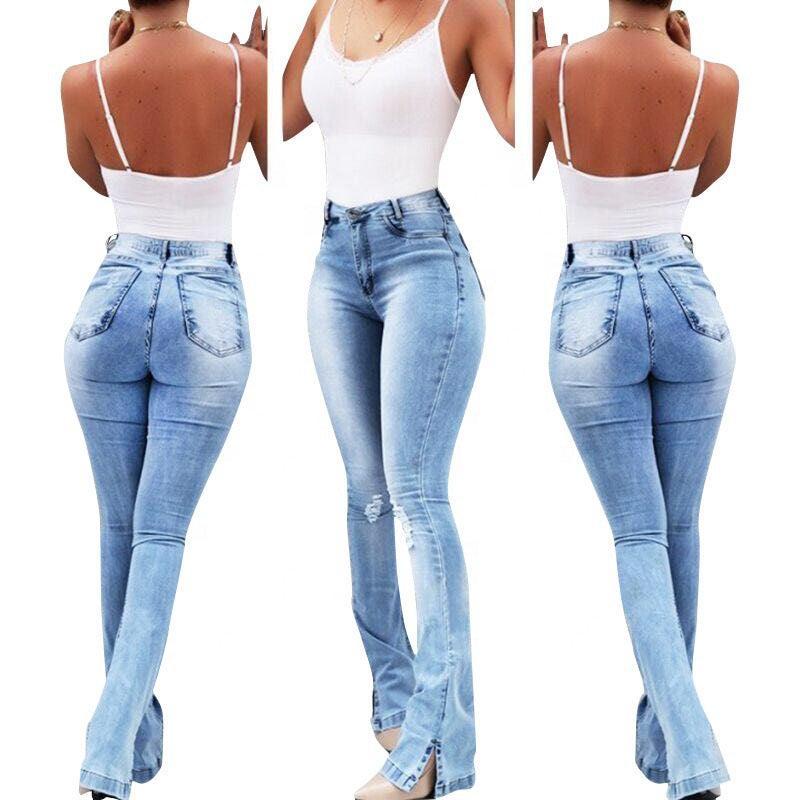 Stretch Flare High Waist Jeans - runwayfashionista.com