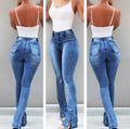 Stretch Flare High Waist Jeans - runwayfashionista.com