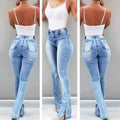 Stretch Flare High Waist Jeans - runwayfashionista.com