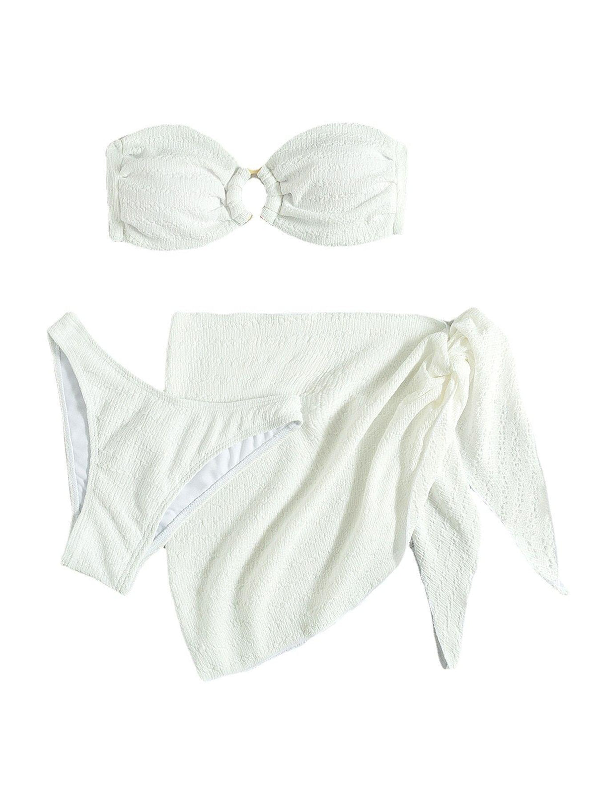 Tube Top Three-Piece Beach Bikini - runwayfashionista.com